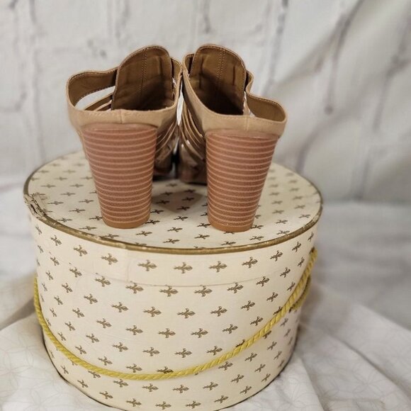 RAMPAGE Vivienne Tan Open Toe Slip On Vegan Block‎ Heel Strappy Sandals  9.5 - Picture 4 of 6